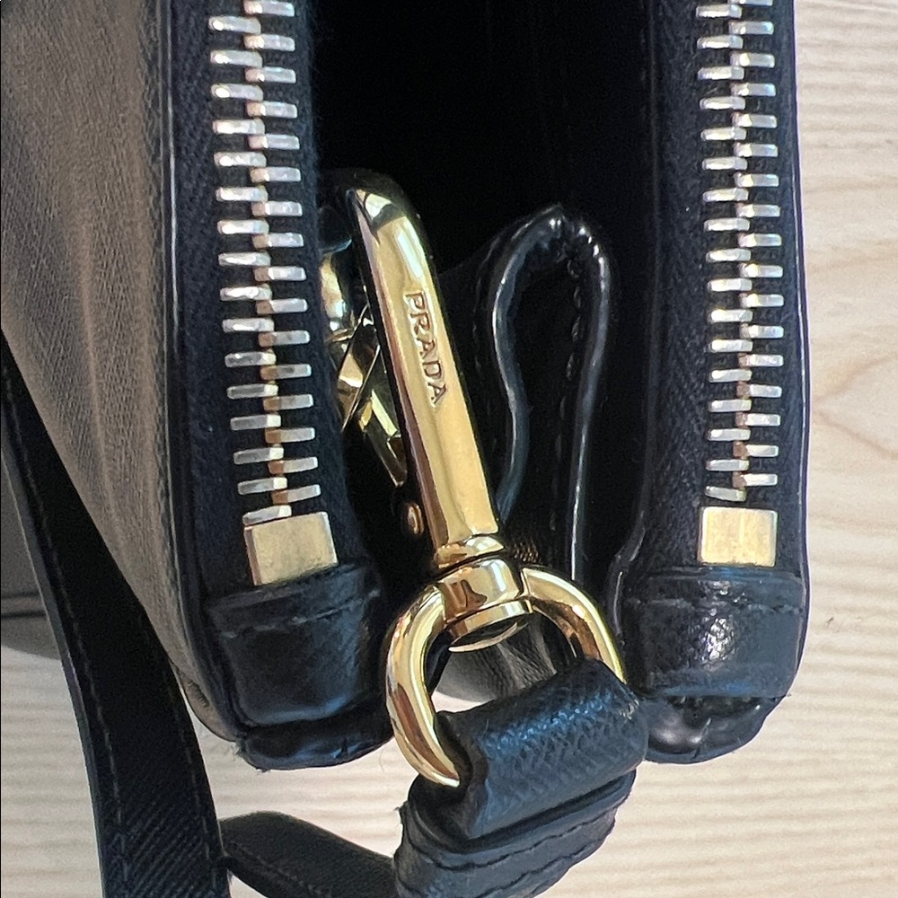 Prada Black Leather Satchel with Gold Accents - Picture 6 of 10